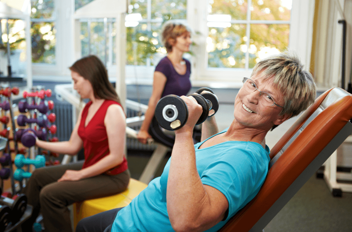 Women exercising with weights, building stronger bones